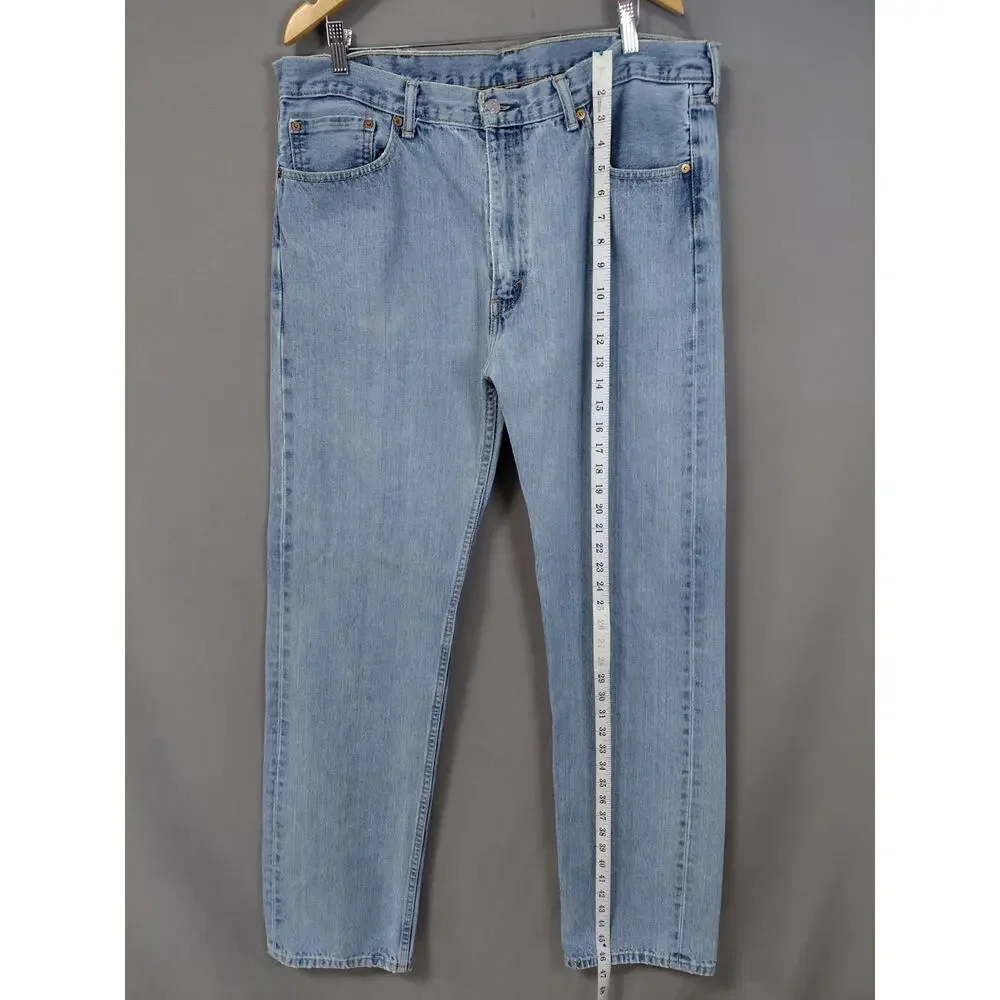 Levi's 505 Blue Light Wash Straight Leg Jeans Solid Men See Measurements